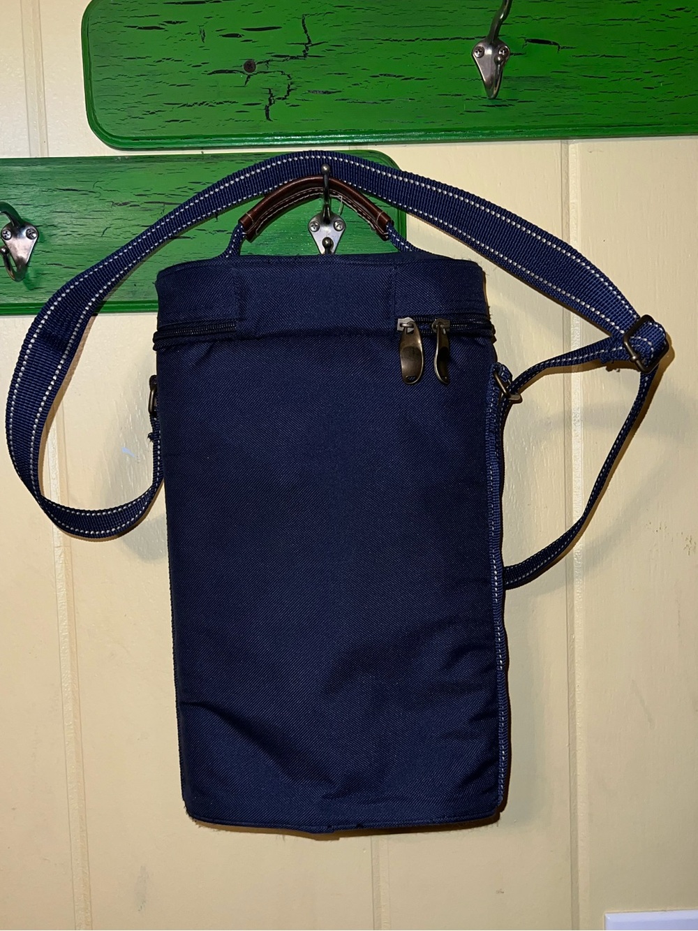 Picnic at Ascot Navy Blue Personalized Insulated Zipper Two Bottle Wine Cooler - Picture 4 of 11